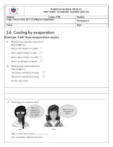 Cooling by Evaporation Worksheet