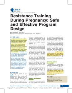Resistance Training During Pregnancy - Safe and Effective Program Design