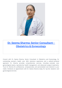 Dr. Seema Sharma Senior Consultant - Obstetrics & Gynecology