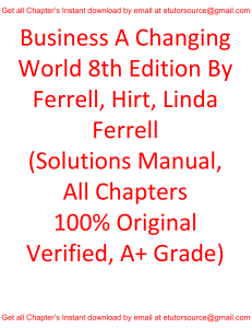 Solutions Manual For Business A Changing World 8th Edition By Ferrell