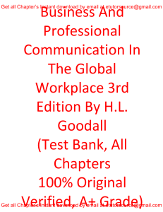 Test Bank For Business and Professional Communication in the Global Workplace 3rd Edition By H.L. Goodall