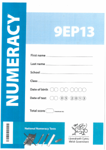 Numeracy Procedural Test Year 9 2013