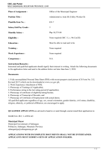 MGO SABANGAN MOUNTAIN PROVINCE-Administrative Aide III Utility Worker II