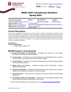 Saint Mary's University MGSC 2207 Course Outline Spring 2024