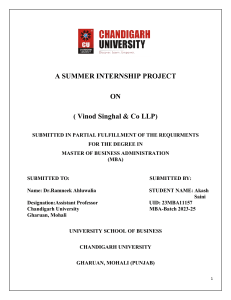 Summer Internship Project Report: Vinod Singhal & Co LLP