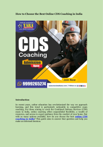 How to Choose the Best Online CDS Coaching in India