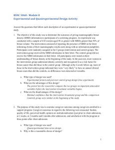 Experimental and Quasiexperimental Design Activity answers