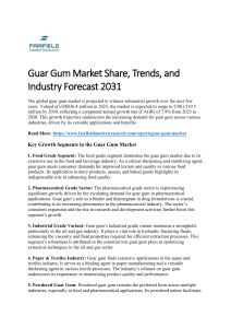 Guar Gum Market Share, Trends, and Industry Forecast 2031