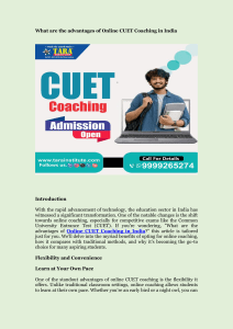 What are the advantages of Online CUET Coaching in India