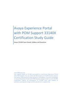 Avaya Experience Portal with POM Support 33140X Certification Study Guide