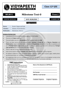 Milestone Practice Test - 0 (Home Assignment)   Test Paper