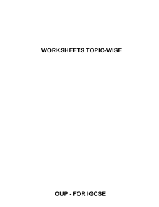 Worksheet Topic-wise by OUP for IGCSE
