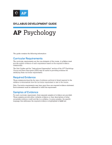 AP Psychology Syllabus Development Guide