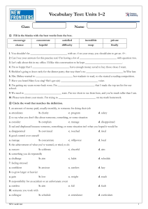 Vocabulary Test Units 1-2