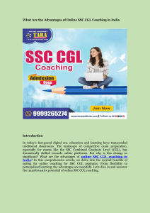 What Are the Advantages of Online SSC CGL Coaching in India