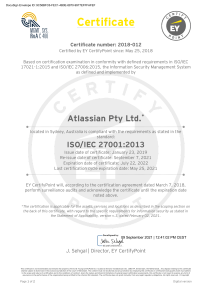 Atlassian ISO27001 Extended Validity Certificate