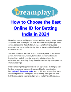 How to Choose the Best Online ID for Betting India in 2024