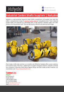 Industrial Cardan Shafts Suppliers-Nuhydro