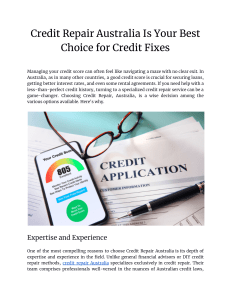 Credit Repair Australia Is Your Best Choice for Credit Fixes