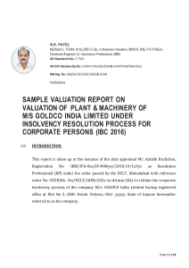 Sample Valuation Report on CIRP