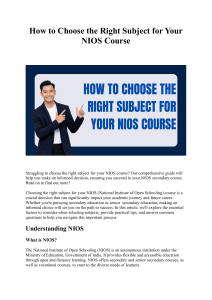 How to choose the right subject for your NIOS course