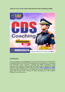 Achieve Your Career Goals with the Best CDS Coaching in Delhi