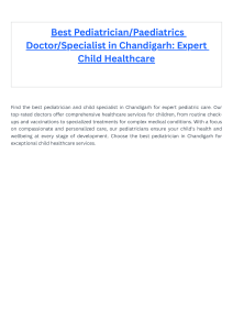  Best PediatricianPaediatrics DoctorSpecialist in Chandigarh Expert Child Healthcare