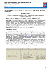 APPROACHES AND METHODS IN LANGUAGE TEACH