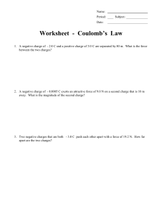 worksheet - Coulombs Law
