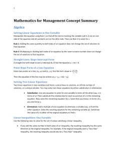 Math for Management Concept Summary