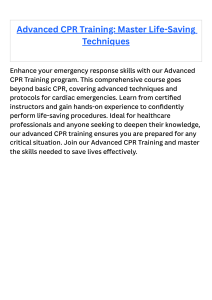 Advanced CPR Training Master Life-Saving Techniques