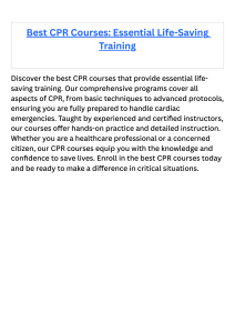 Best CPR Courses Essential Life-Saving Training