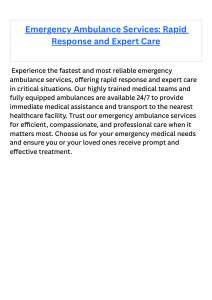 Emergency Ambulance Services Rapid Response and Expert Care