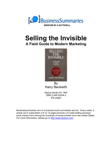 Selling the Invisible A Field Guide to M