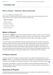 1 What is Physics  - Definition, History & Branches