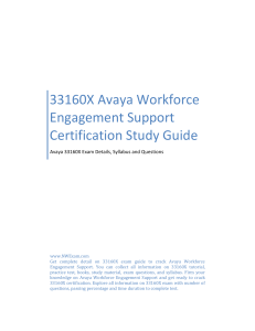 33160X Avaya Workforce Engagement Support Certification Study Guide