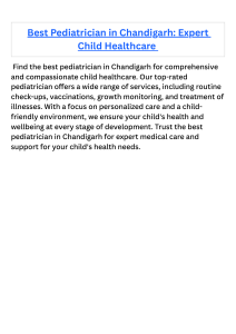 Best Pediatrician in Chandigarh Expert Child Healthcare