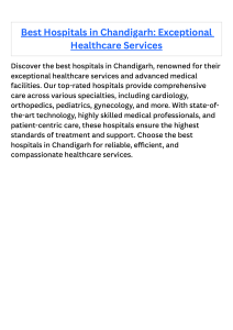 Best Hospitals in Chandigarh Exceptional Healthcare Services