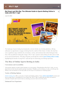 Bet Smart and Win Big: The Ultimate Guide to Sports Betting Online in India with Wic11 Apk