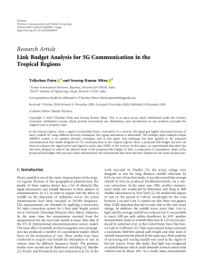 5G Link Budget Analysis in Tropical Regions