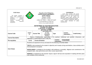 Mathematics Course Syllabus: Modern World