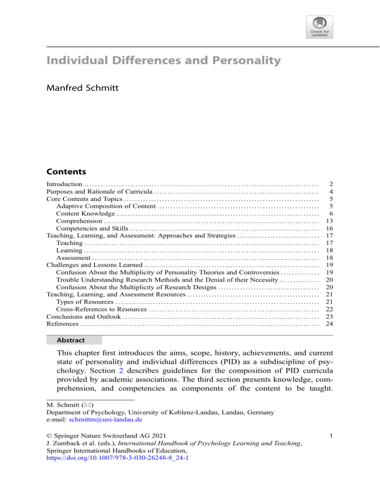 Individual Differences and Personality - Manfed Schmidt