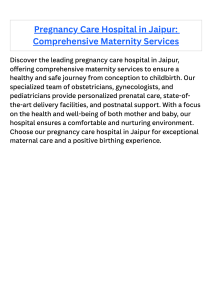 Pregnancy Care Hospital in Jaipur Comprehensive Maternity Services