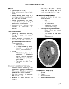 Cerebrovascular Disease: Stroke, Ischemia, Hemorrhage