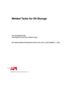 API STD 650 2020 Welded Tanks for Oil Storage