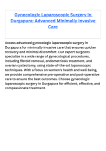 Gynecologic Laparoscopic Surgery in Durgapura Advanced Minimally Invasive Care