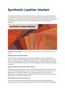 Synthetic Leather Market 2023-2030 Size, Share, Recent Enhancements And Regional Analysis