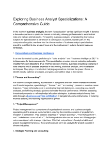 Exploring Business Analyst Specializations  A Comprehensive Guide