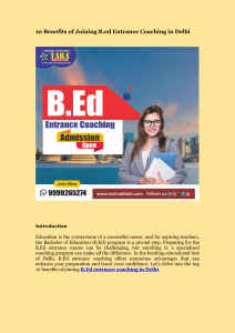 10 Benefits of Joining B.ed Entrance Coaching in Delhi