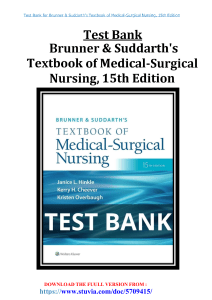 Test Bank for Brunner & Suddarth's Textbook of Medical-Surgical Nursing, 15th Edition